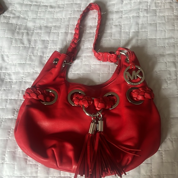 Bright red leather Michael Kors shoulder bag - Picture 3 of 4